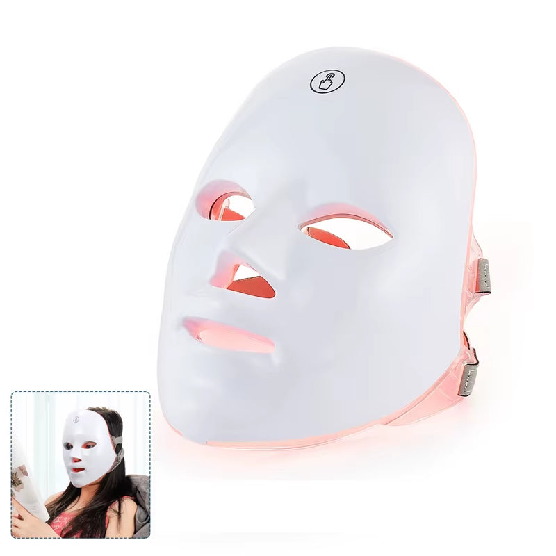 Máquina De Belleza Facial LED Inalámbrica De 7 Colores Photon Facial Cuello Piel Apretar Rejuvenecimiento Mascarilla Facial Para El Cuello