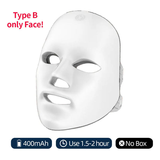 Máquina De Belleza Facial LED Inalámbrica De 7 Colores Photon Facial Cuello Piel Apretar Rejuvenecimiento Mascarilla Facial Para El Cuello